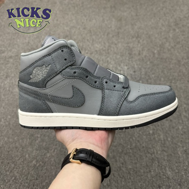 Jordan 1 Mid Distressed Smoke Grey FJ3448-001 Men Size